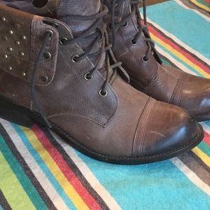 GIANNI BINI LEATHER COMBAT BIKER MOTO CUFF BOOT
